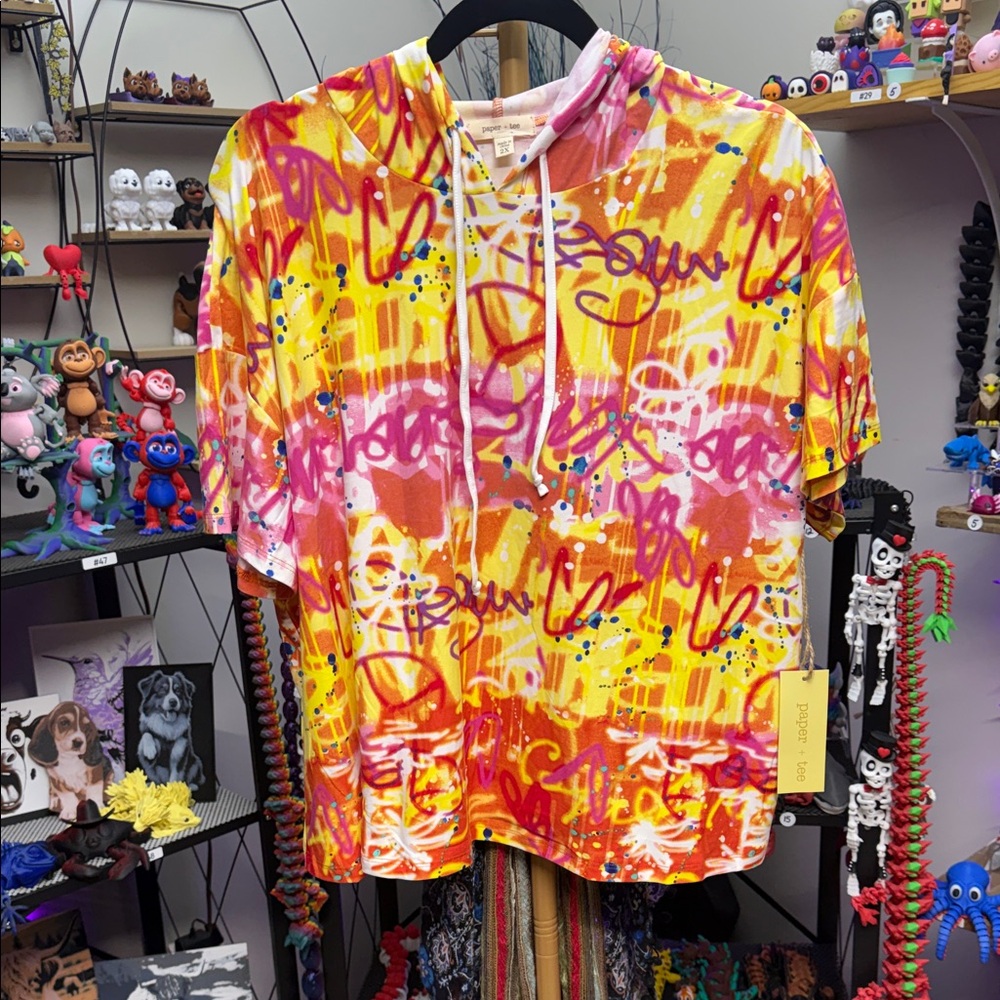 Paper Tee Vibrant Yellow and Red Kids Hoodie